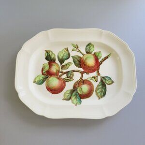 Vintage Spode Apple 14" Oval Platter Red & Green Fruit c1960s England Fall Decor